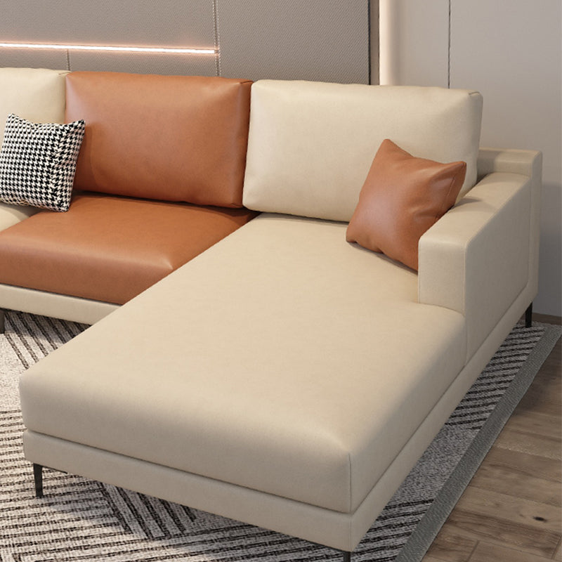 Scandinavian Modular Sectional with Recessed Arm and Pillowed Back Cushions Clearhalo 'furn' 'furn_sectionals' 'Furniture' 'furniture_sectionals' 'kitchen' 'kitchen_sectionals' 'Living Room Furniture' 'Sectionals' 4822516