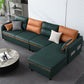 Faux Leather 4-Seater Sectional with Storage for Living Room Orange-Green Clearhalo 'furn' 'furn_sectionals' 'Furniture' 'furniture_sectionals' 'kitchen' 'kitchen_sectionals' 'Living Room Furniture' 'Sectionals' 4822520