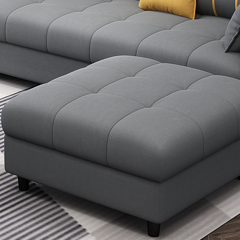 Square Arm Cotton Blend and Faux Leather Sectionals Sofas with Storage Clearhalo 'furn' 'furn_sectionals' 'Furniture' 'furniture_sectionals' 'kitchen' 'kitchen_sectionals' 'Living Room Furniture' 'Sectionals' 4822543