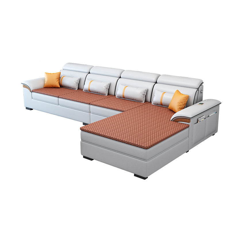 Storage Cushion Back 4-Seater L-Shape Sectional Sofa with Chaise Light Gray Clearhalo 'furn' 'furn_sectionals' 'Furniture' 'furniture_sectionals' 'kitchen' 'kitchen_sectionals' 'Living Room Furniture' 'Sectionals' 4822549