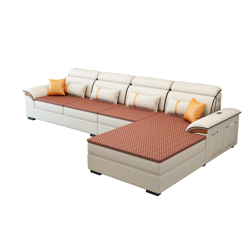 Storage Cushion Back 4-Seater L-Shape Sectional Sofa with Chaise Yellow Clearhalo 'furn' 'furn_sectionals' 'Furniture' 'furniture_sectionals' 'kitchen' 'kitchen_sectionals' 'Living Room Furniture' 'Sectionals' 4822557