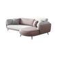 Faux Leather Scandinavian L-Shape Sectional with Pillowed Back Cushions 106"L x 70"W x 37"H Pink-White Clearhalo 'furn' 'furn_sectionals' 'Furniture' 'furniture_sectionals' 'kitchen' 'kitchen_sectionals' 'Living Room Furniture' 'Sectionals' 4822569