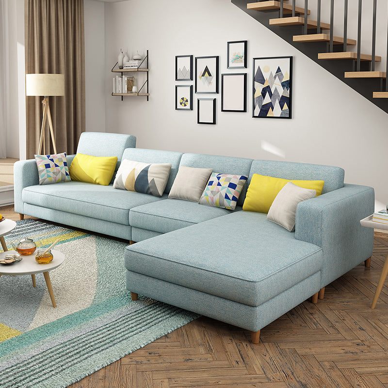 Faux Leather Contemporary Modular Sectional for Four People with Storage Sky Blue Clearhalo 'furn' 'furn_sectionals' 'Furniture' 'furniture_sectionals' 'kitchen' 'kitchen_sectionals' 'Living Room Furniture' 'Sectionals' 4822593