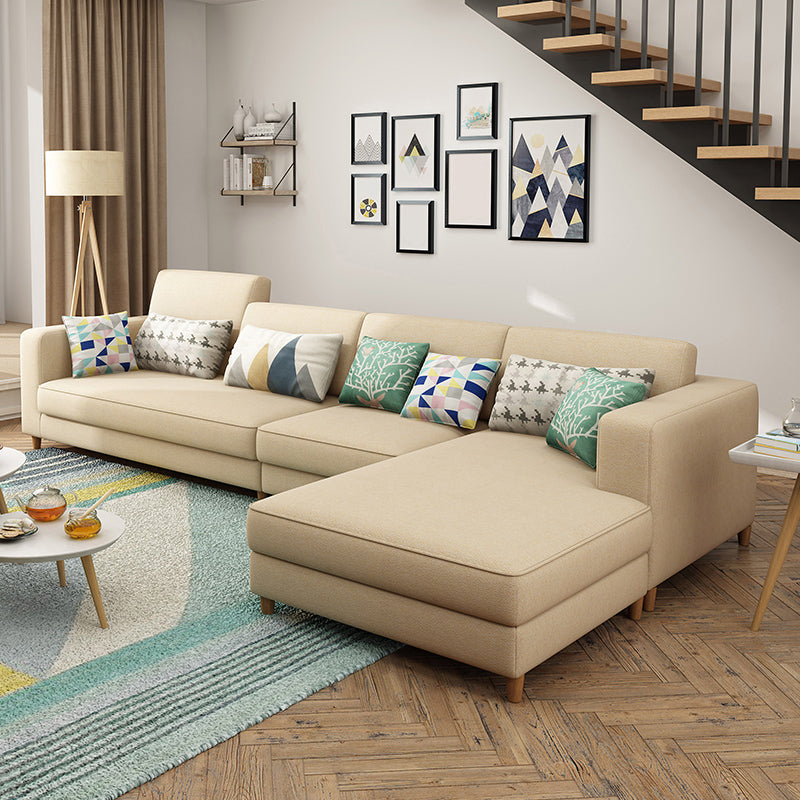 Faux Leather Contemporary Modular Sectional for Four People with Storage Beige Clearhalo 'furn' 'furn_sectionals' 'Furniture' 'furniture_sectionals' 'kitchen' 'kitchen_sectionals' 'Living Room Furniture' 'Sectionals' 4822607
