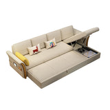 Cotton Blend and Faux Leather Convertible Sectionals Sofas with Storage in Yellow Clearhalo 'furn' 'furn_sectionals' 'Furniture' 'furniture_sectionals' 'kitchen' 'kitchen_sectionals' 'Living Room Furniture' 'Sectionals' 4822618