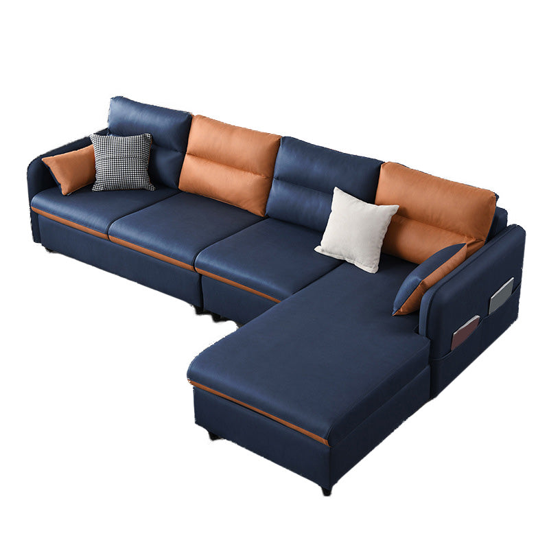 Modern Faux Leather Sectional Square Arm for Living Room with Storage Clearhalo 'furn' 'furn_sectionals' 'Furniture' 'furniture_sectionals' 'kitchen' 'kitchen_sectionals' 'Living Room Furniture' 'Sectionals' 4822654
