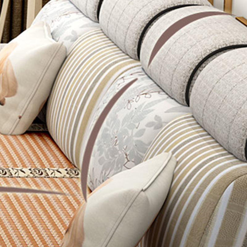 120.08"L x 70.87"W x 37.4"H Farmhouse Fabric Cushion Back Sectionals with Pillows Clearhalo 'furn' 'furn_sectionals' 'Furniture' 'furniture_sectionals' 'kitchen' 'kitchen_sectionals' 'Living Room Furniture' 'Sectionals' 4822674