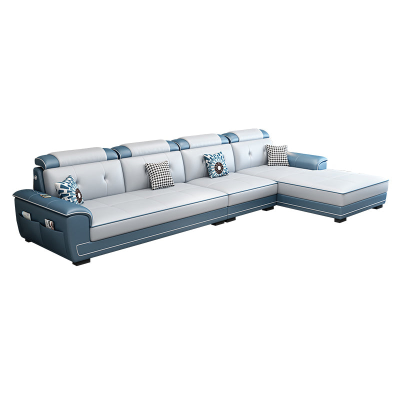 133.07" L x 70.86" W x 35.43" H Stain-Resistant Faux Leather Pillow Top Arm Sectionals Clearhalo 'furn' 'furn_sectionals' 'Furniture' 'furniture_sectionals' 'kitchen' 'kitchen_sectionals' 'Living Room Furniture' 'Sectionals' 4822693