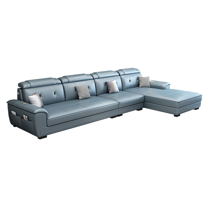 133.07" L x 70.86" W x 35.43" H Stain-Resistant Faux Leather Pillow Top Arm Sectionals Clearhalo 'furn' 'furn_sectionals' 'Furniture' 'furniture_sectionals' 'kitchen' 'kitchen_sectionals' 'Living Room Furniture' 'Sectionals' 4822695