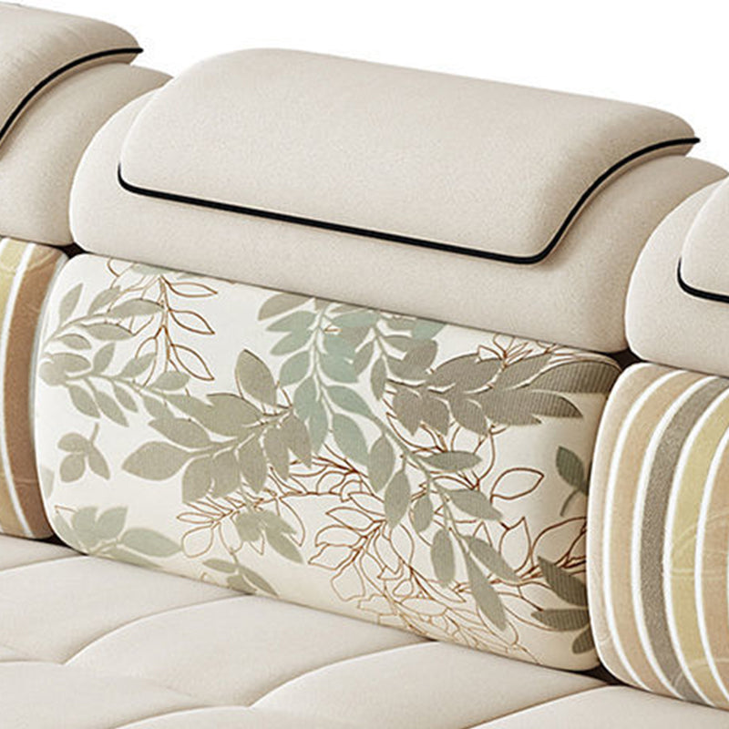 Cream Contemporary Pillow Top Arm Sectional for Living Room, Apartment Clearhalo 'furn' 'furn_sectionals' 'Furniture' 'furniture_sectionals' 'kitchen' 'kitchen_sectionals' 'Living Room Furniture' 'Sectionals' 4822719