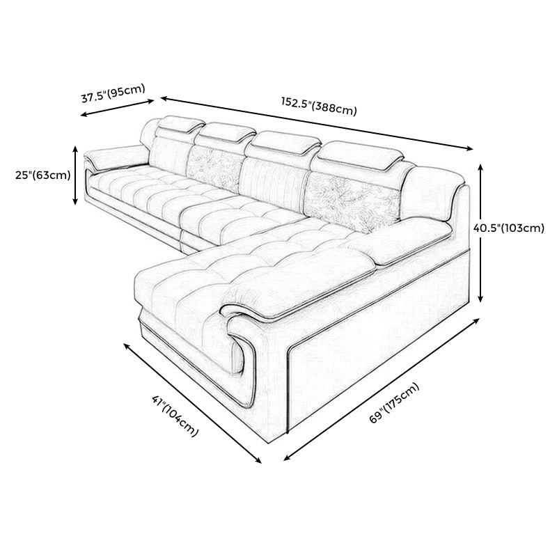 Cream Contemporary Pillow Top Arm Sectional for Living Room, Apartment Clearhalo 'furn' 'furn_sectionals' 'Furniture' 'furniture_sectionals' 'kitchen' 'kitchen_sectionals' 'Living Room Furniture' 'Sectionals' 4822723