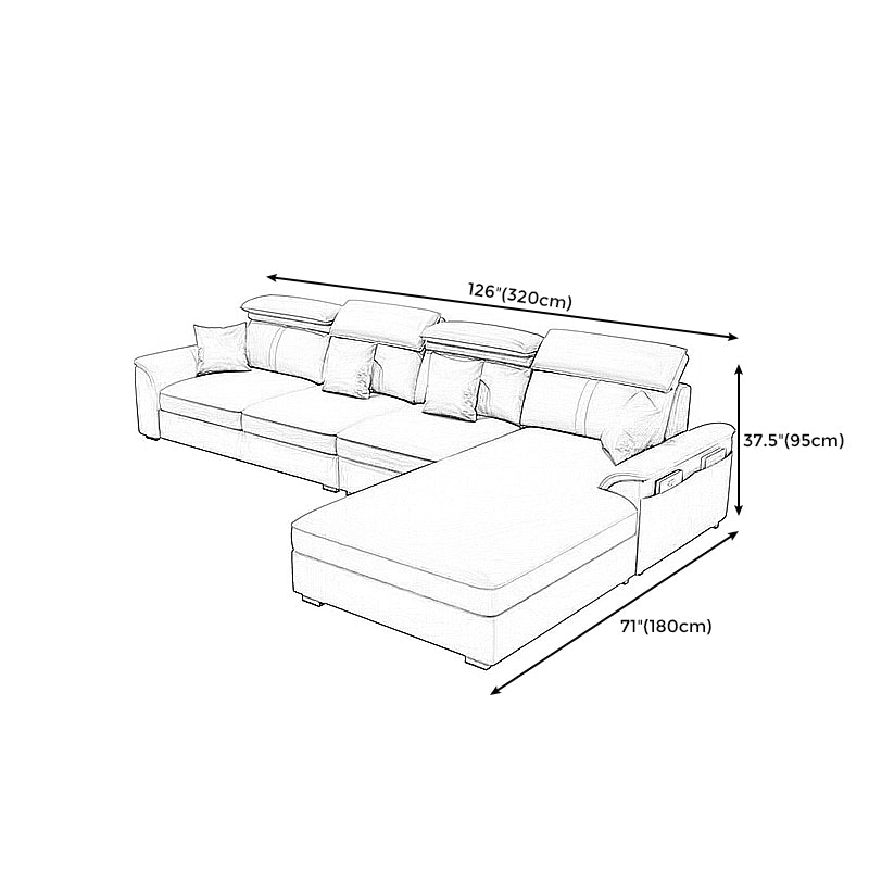 4-Seater L-Shape Storage Cushion Back Sectional Sofa with Chaise Clearhalo 'furn' 'furn_sectionals' 'Furniture' 'furniture_sectionals' 'kitchen' 'kitchen_sectionals' 'Living Room Furniture' 'Sectionals' 4822737