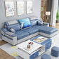 Modern Square Arm Sectionals 106.3"L x 57"W x 35.43"H High Back Sofa with Storage Ocean Blue Faux Leather Clearhalo 'furn' 'furn_sectionals' 'Furniture' 'furniture_sectionals' 'kitchen' 'kitchen_sectionals' 'Living Room Furniture' 'Sectionals' 4822741