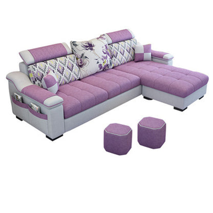 Modern Square Arm Sectionals 106.3"L x 57"W x 35.43"H High Back Sofa with Storage Purple Pink Cotton Blend Clearhalo 'furn' 'furn_sectionals' 'Furniture' 'furniture_sectionals' 'kitchen' 'kitchen_sectionals' 'Living Room Furniture' 'Sectionals' 4822747