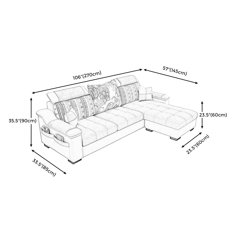 Modern Square Arm Sectionals 106.3"L x 57"W x 35.43"H High Back Sofa with Storage Clearhalo 'furn' 'furn_sectionals' 'Furniture' 'furniture_sectionals' 'kitchen' 'kitchen_sectionals' 'Living Room Furniture' 'Sectionals' 4822757