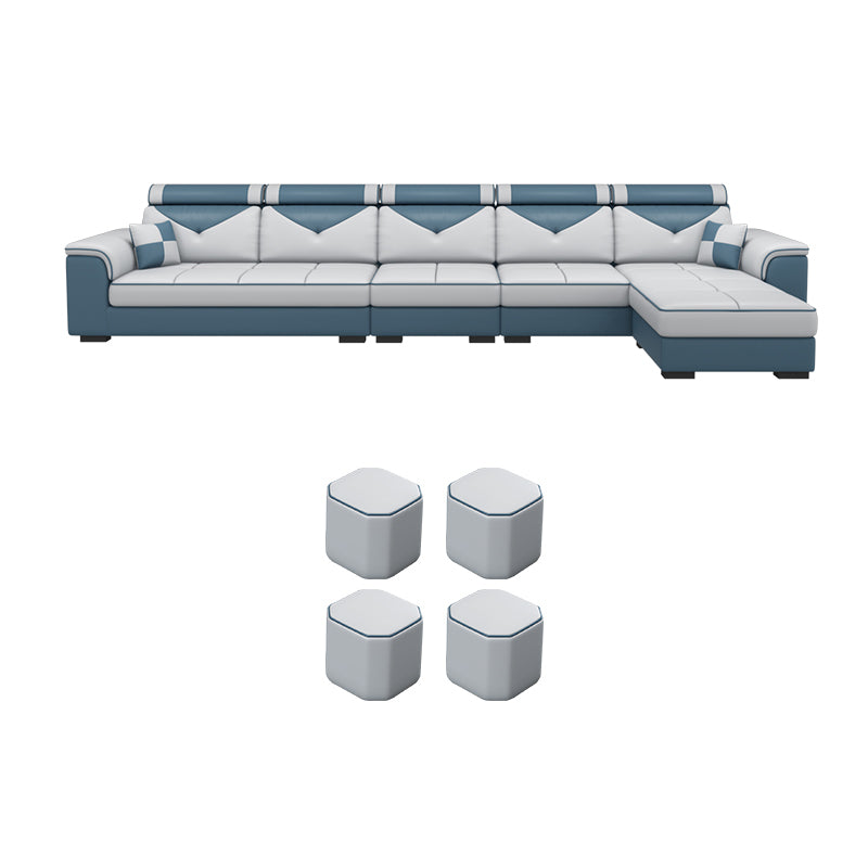 Contemporary Removable Cushions Sectionals 35.43"High Pillow Top Arm Sofa with Storage 132"L x 57"W x 35"H Clearhalo 'furn' 'furn_sectionals' 'Furniture' 'furniture_sectionals' 'kitchen' 'kitchen_sectionals' 'Living Room Furniture' 'Sectionals' 4822764