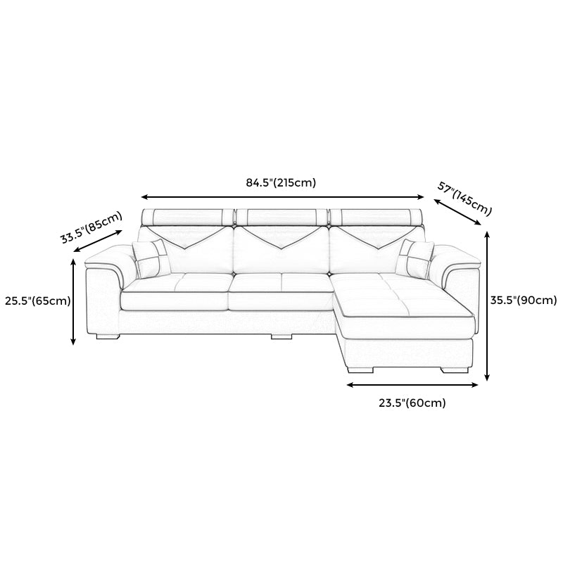 Contemporary Removable Cushions Sectionals 35.43"High Pillow Top Arm Sofa with Storage Clearhalo 'furn' 'furn_sectionals' 'Furniture' 'furniture_sectionals' 'kitchen' 'kitchen_sectionals' 'Living Room Furniture' 'Sectionals' 4822771