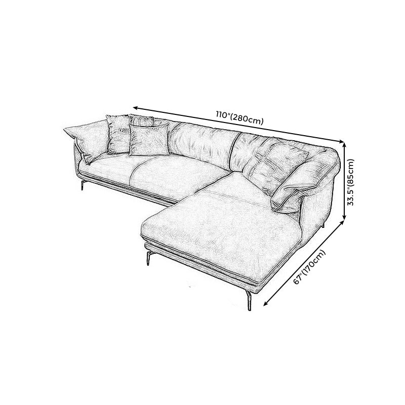 Brown Leather/Faux Leather Sectional Pillow Top Arm for Living Room Clearhalo 'furn' 'furn_sectionals' 'Furniture' 'furniture_sectionals' 'kitchen' 'kitchen_sectionals' 'Living Room Furniture' 'Sectionals' 4822792