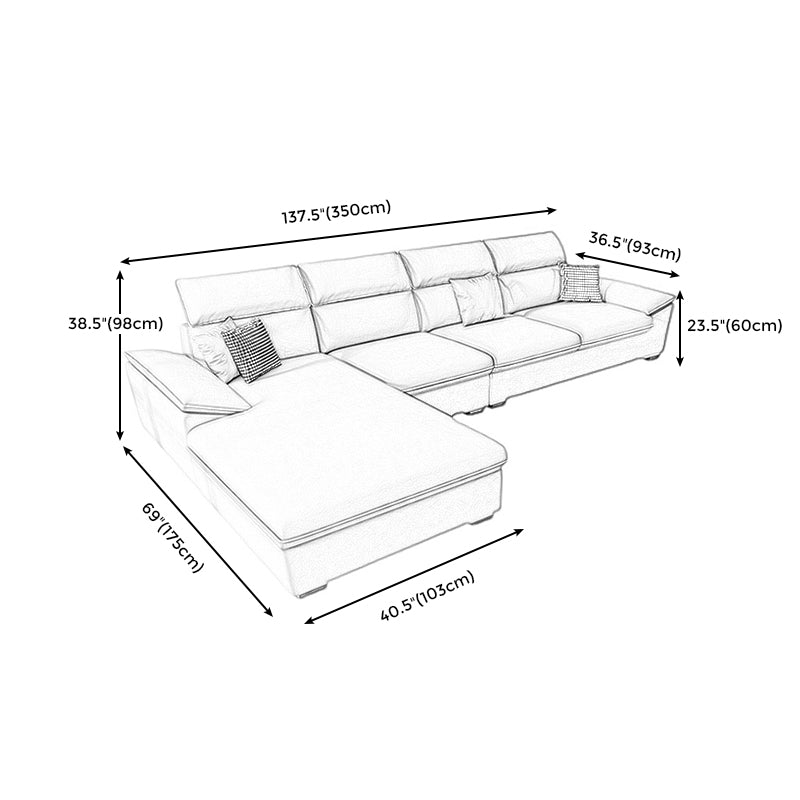 Pillow Top Arms Stain-Resistant Soft Modular Sectionals with Reversible Chaise Clearhalo 'furn' 'furn_sectionals' 'Furniture' 'furniture_sectionals' 'kitchen' 'kitchen_sectionals' 'Living Room Furniture' 'Sectionals' 4822804