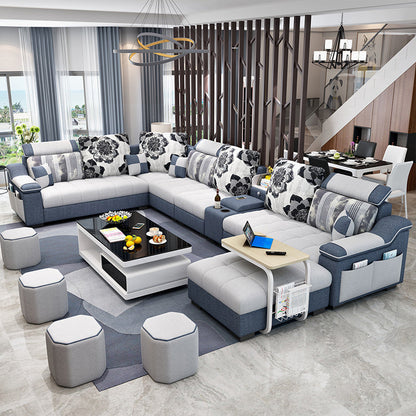 Sloped Arms Pillowed Back Cushions Sectionals Sofas for Living Room White Clearhalo 'furn' 'furn_sectionals' 'Furniture' 'furniture_sectionals' 'kitchen' 'kitchen_sectionals' 'Living Room Furniture' 'Sectionals' 4822807