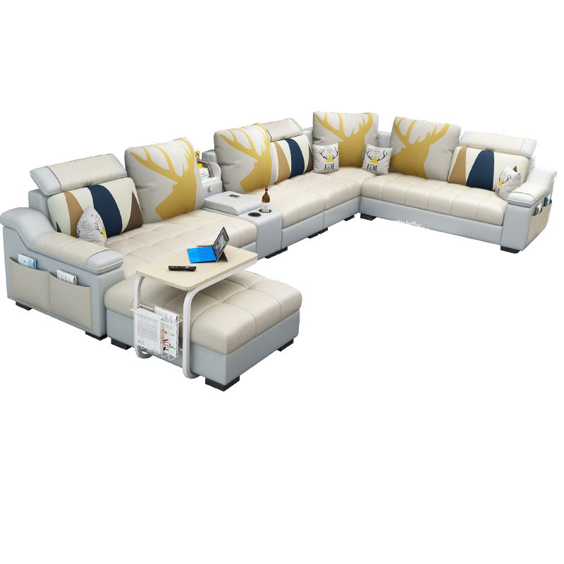 Sloped Arms Pillowed Back Cushions Sectionals Sofas for Living Room Yellow Clearhalo 'furn' 'furn_sectionals' 'Furniture' 'furniture_sectionals' 'kitchen' 'kitchen_sectionals' 'Living Room Furniture' 'Sectionals' 4822811