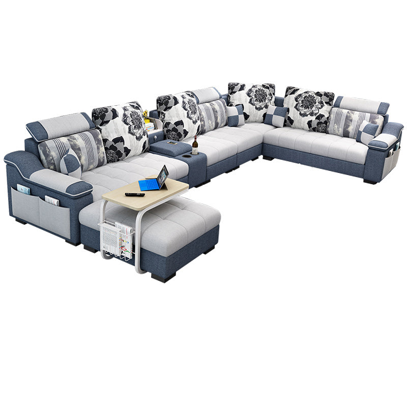 Sloped Arms Pillowed Back Cushions Sectionals Sofas for Living Room Clearhalo 'furn' 'furn_sectionals' 'Furniture' 'furniture_sectionals' 'kitchen' 'kitchen_sectionals' 'Living Room Furniture' 'Sectionals' 4822818