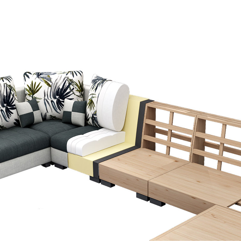 Sloped Arms Pillowed Back Cushions Sectionals Sofas for Living Room Clearhalo 'furn' 'furn_sectionals' 'Furniture' 'furniture_sectionals' 'kitchen' 'kitchen_sectionals' 'Living Room Furniture' 'Sectionals' 4822821