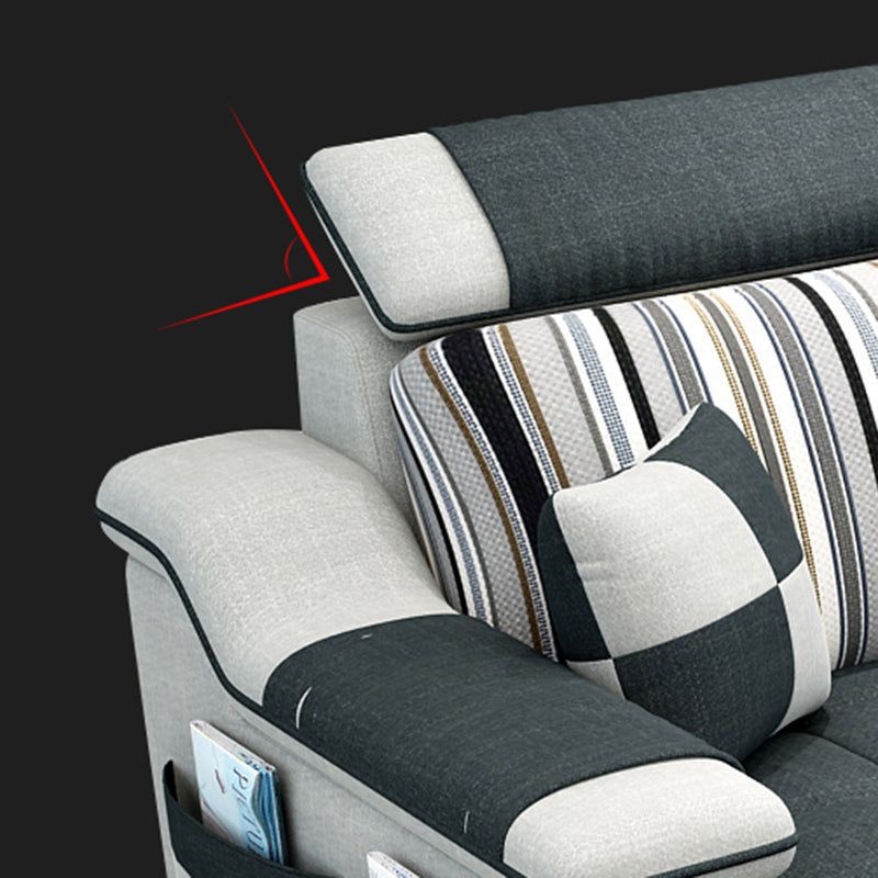 Sloped Arms Pillowed Back Cushions Sectionals Sofas for Living Room Clearhalo 'furn' 'furn_sectionals' 'Furniture' 'furniture_sectionals' 'kitchen' 'kitchen_sectionals' 'Living Room Furniture' 'Sectionals' 4822826