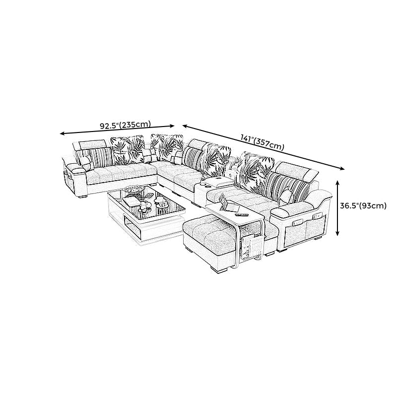 Sloped Arms Pillowed Back Cushions Sectionals Sofas for Living Room Clearhalo 'furn' 'furn_sectionals' 'Furniture' 'furniture_sectionals' 'kitchen' 'kitchen_sectionals' 'Living Room Furniture' 'Sectionals' 4822832