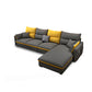 Square Arm Pillowed Back Cushions 4-Seater Sectional Sofa with Chaise Faux Leather Gray Sponge Clearhalo 'furn' 'furn_sectionals' 'Furniture' 'furniture_sectionals' 'kitchen' 'kitchen_sectionals' 'Living Room Furniture' 'Sectionals' 4822839