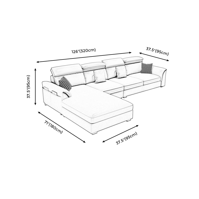 Pillow Top Arm Cushion Back Storage Sectional Sofa with Chaise Clearhalo 'furn' 'furn_sectionals' 'Furniture' 'furniture_sectionals' 'kitchen' 'kitchen_sectionals' 'Living Room Furniture' 'Sectionals' 4822879