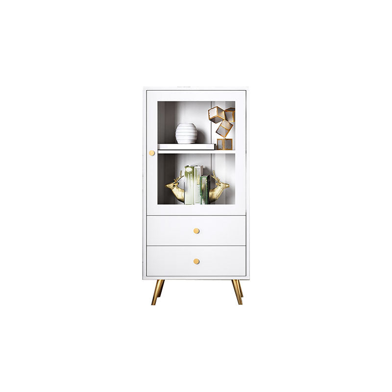 Glam Vertical Standard Bookcase Manufactured Wood Bookcase with Door and Drawers 23.6"L x 11.8"W x 48.7"H White Clearhalo 'Bookcases' 'furn' 'furn_bookcases' 'Furniture' 'furniture_bookcases' 'kitchen' 'kitchen_bookcases' 'Living Room Furniture' 'Office Furniture' 4822884