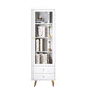 Glam Vertical Standard Bookcase Manufactured Wood Bookcase with Door and Drawers 23.6"L x 11.8"W x 76.9"H White Clearhalo 'Bookcases' 'furn' 'furn_bookcases' 'Furniture' 'furniture_bookcases' 'kitchen' 'kitchen_bookcases' 'Living Room Furniture' 'Office Furniture' 4822889
