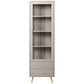 Glam Vertical Standard Bookcase Manufactured Wood Bookcase with Door and Drawers 23.6"L x 11.8"W x 76.9"H Champagne Clearhalo 'Bookcases' 'furn' 'furn_bookcases' 'Furniture' 'furniture_bookcases' 'kitchen' 'kitchen_bookcases' 'Living Room Furniture' 'Office Furniture' 4822891
