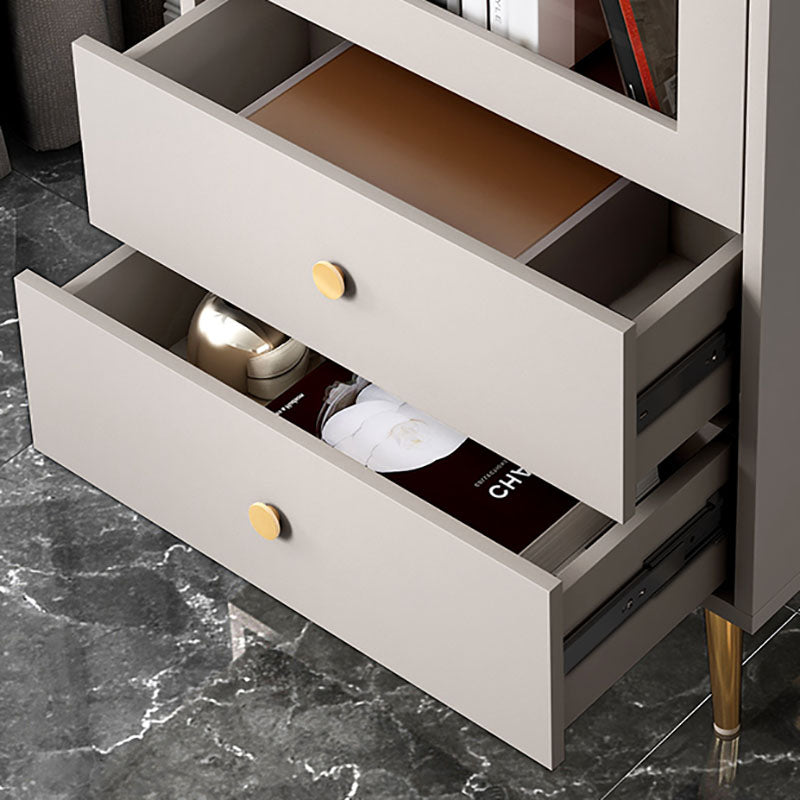 Glam Vertical Standard Bookcase Manufactured Wood Bookcase with Door and Drawers Clearhalo 'Bookcases' 'furn' 'furn_bookcases' 'Furniture' 'furniture_bookcases' 'kitchen' 'kitchen_bookcases' 'Living Room Furniture' 'Office Furniture' 4822893