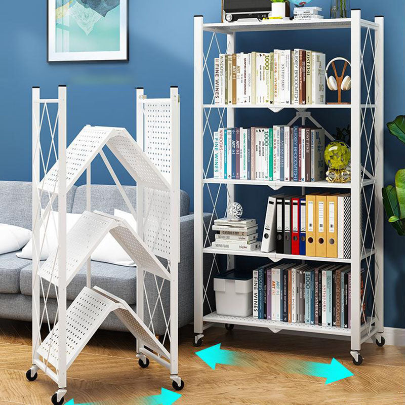 3/4/5-Shelf Steel Industrial Etagere Bookshelf Vertical Open Bookshelf with Caster Wheels Clearhalo 'Bookcases' 'furn' 'furn_bookcases' 'Furniture' 'furniture_bookcases' 'kitchen' 'kitchen_bookcases' 'Living Room Furniture' 'Office Furniture' 4822920