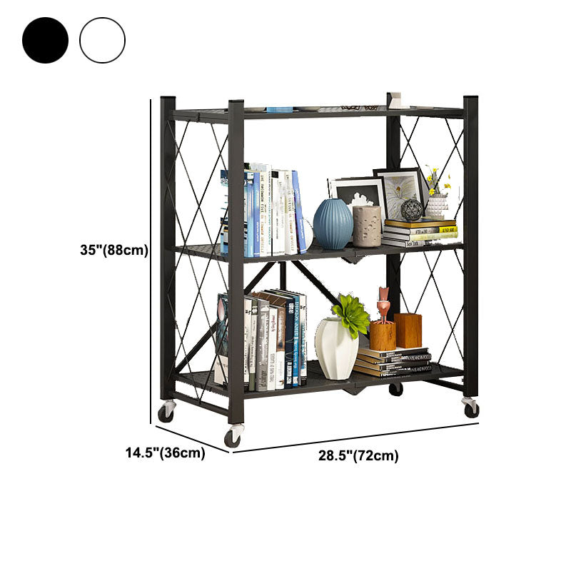 3/4/5-Shelf Steel Industrial Etagere Bookshelf Vertical Open Bookshelf with Caster Wheels Clearhalo 'Bookcases' 'furn' 'furn_bookcases' 'Furniture' 'furniture_bookcases' 'kitchen' 'kitchen_bookcases' 'Living Room Furniture' 'Office Furniture' 4822922