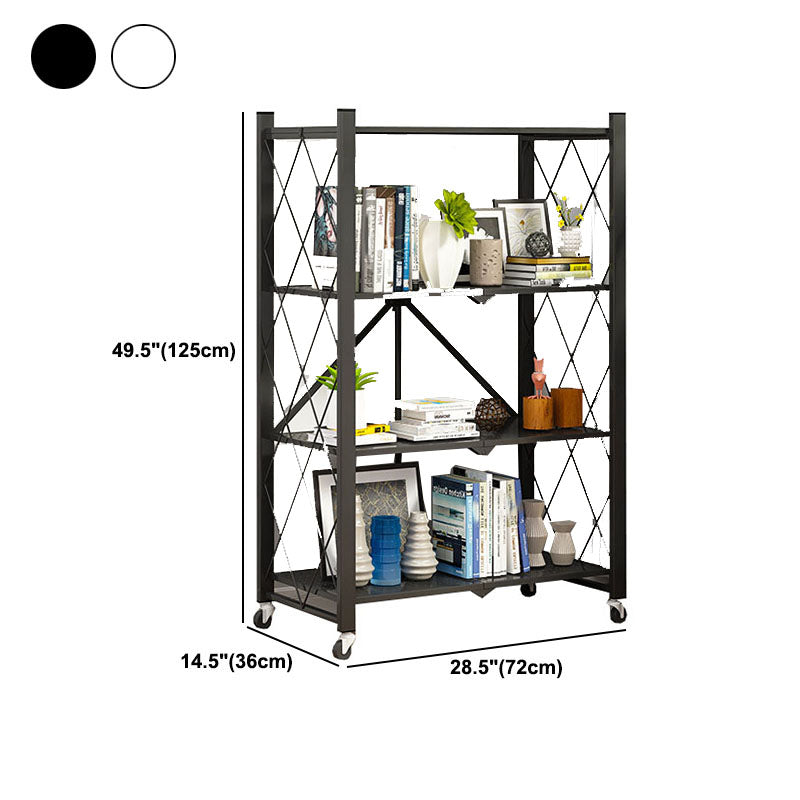 3/4/5-Shelf Steel Industrial Etagere Bookshelf Vertical Open Bookshelf with Caster Wheels Clearhalo 'Bookcases' 'furn' 'furn_bookcases' 'Furniture' 'furniture_bookcases' 'kitchen' 'kitchen_bookcases' 'Living Room Furniture' 'Office Furniture' 4822923