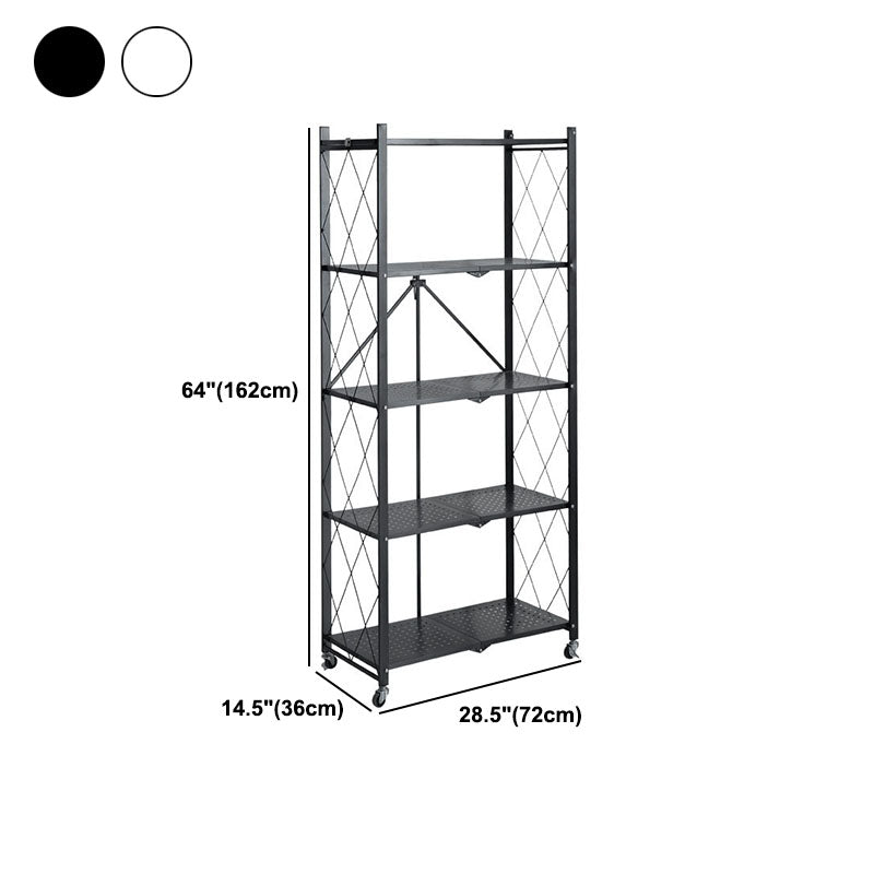3/4/5-Shelf Steel Industrial Etagere Bookshelf Vertical Open Bookshelf with Caster Wheels Clearhalo 'Bookcases' 'furn' 'furn_bookcases' 'Furniture' 'furniture_bookcases' 'kitchen' 'kitchen_bookcases' 'Living Room Furniture' 'Office Furniture' 4822924