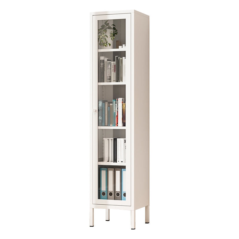 13.78"W Bookcase Scandinavian Style Shelf Bookcase for Home and Office with Door 15.7"L x 13.8"W x 66.9"H White Clearhalo 'Bookcases' 'furn' 'furn_bookcases' 'Furniture' 'furniture_bookcases' 'kitchen' 'kitchen_bookcases' 'Living Room Furniture' 'Office Furniture' 4822927