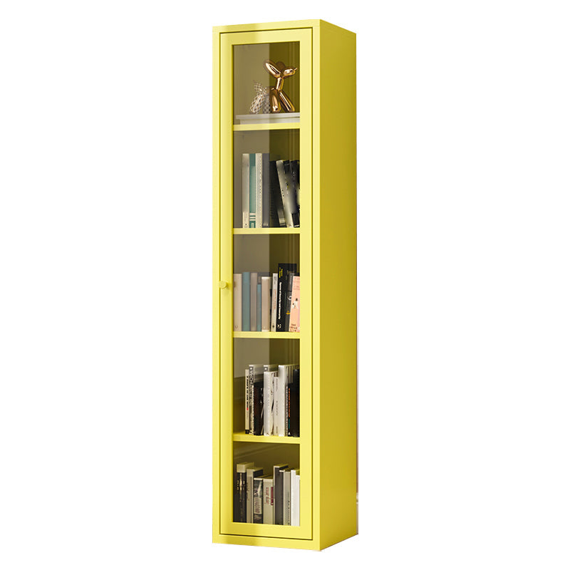13.78"W Bookcase Scandinavian Style Shelf Bookcase for Home and Office with Door 15.7"L x 13.8"W x 70.9"H Yellow Clearhalo 'Bookcases' 'furn' 'furn_bookcases' 'Furniture' 'furniture_bookcases' 'kitchen' 'kitchen_bookcases' 'Living Room Furniture' 'Office Furniture' 4822935