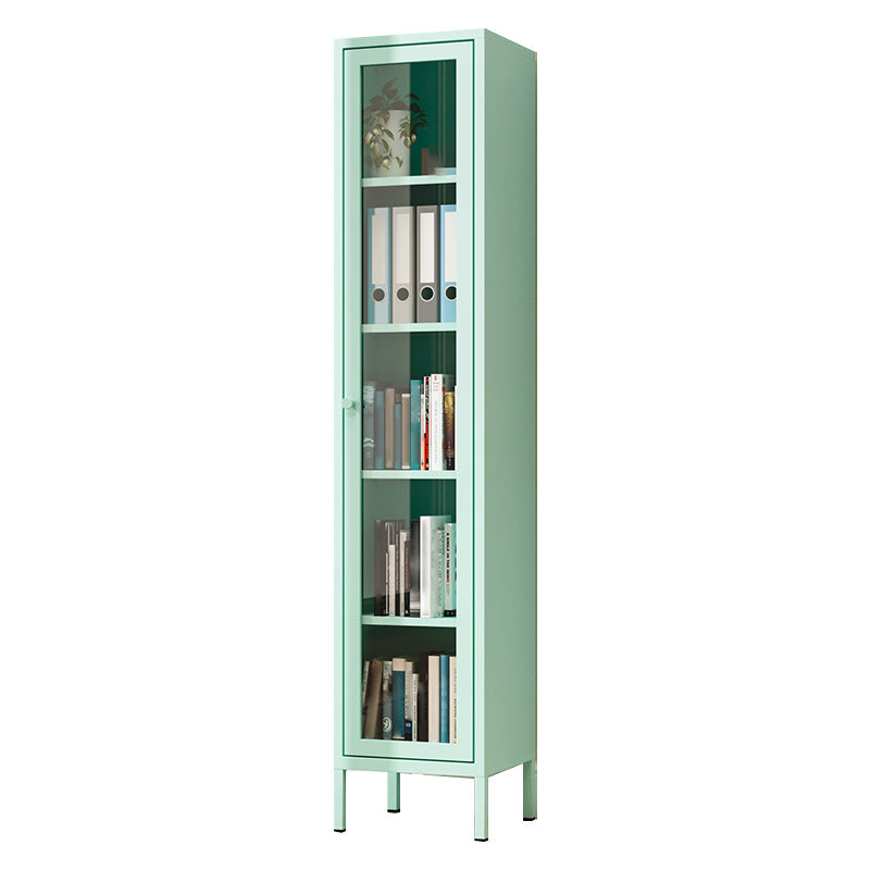 13.78"W Bookcase Scandinavian Style Shelf Bookcase for Home and Office with Door 14"L x 12"W x 71"H Blue Clearhalo 'Bookcases' 'furn' 'furn_bookcases' 'Furniture' 'furniture_bookcases' 'kitchen' 'kitchen_bookcases' 'Living Room Furniture' 'Office Furniture' 4822939