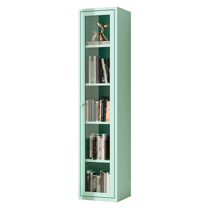 13.78"W Bookcase Scandinavian Style Shelf Bookcase for Home and Office with Door 15.7"L x 13.8"W x 70.9"H Blue Clearhalo 'Bookcases' 'furn' 'furn_bookcases' 'Furniture' 'furniture_bookcases' 'kitchen' 'kitchen_bookcases' 'Living Room Furniture' 'Office Furniture' 4822940
