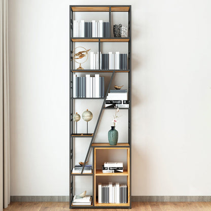 9.84"W 78.74"H Bookcase Industrial Style Open Back Bookcase for Study Room Home Office 23.6"L x 9.8"W x 78.7"H Black Clearhalo 'Bookcases' 'furn' 'furn_bookcases' 'Furniture' 'furniture_bookcases' 'kitchen' 'kitchen_bookcases' 'Living Room Furniture' 'Office Furniture' 4822945