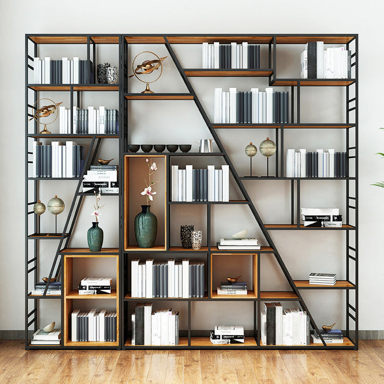 9.84"W 78.74"H Bookcase Industrial Style Open Back Bookcase for Study Room Home Office Clearhalo 'Bookcases' 'furn' 'furn_bookcases' 'Furniture' 'furniture_bookcases' 'kitchen' 'kitchen_bookcases' 'Living Room Furniture' 'Office Furniture' 4822946