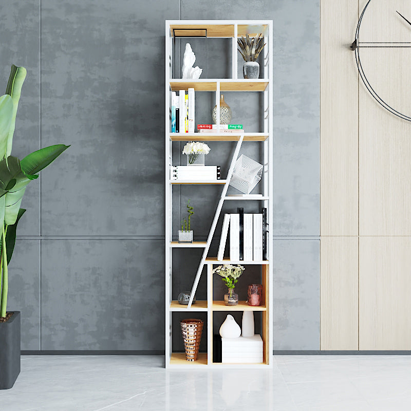 9.84"W 78.74"H Bookcase Industrial Style Open Back Bookcase for Study Room Home Office 23.6"L x 9.8"W x 78.7"H White Clearhalo 'Bookcases' 'furn' 'furn_bookcases' 'Furniture' 'furniture_bookcases' 'kitchen' 'kitchen_bookcases' 'Living Room Furniture' 'Office Furniture' 4822953