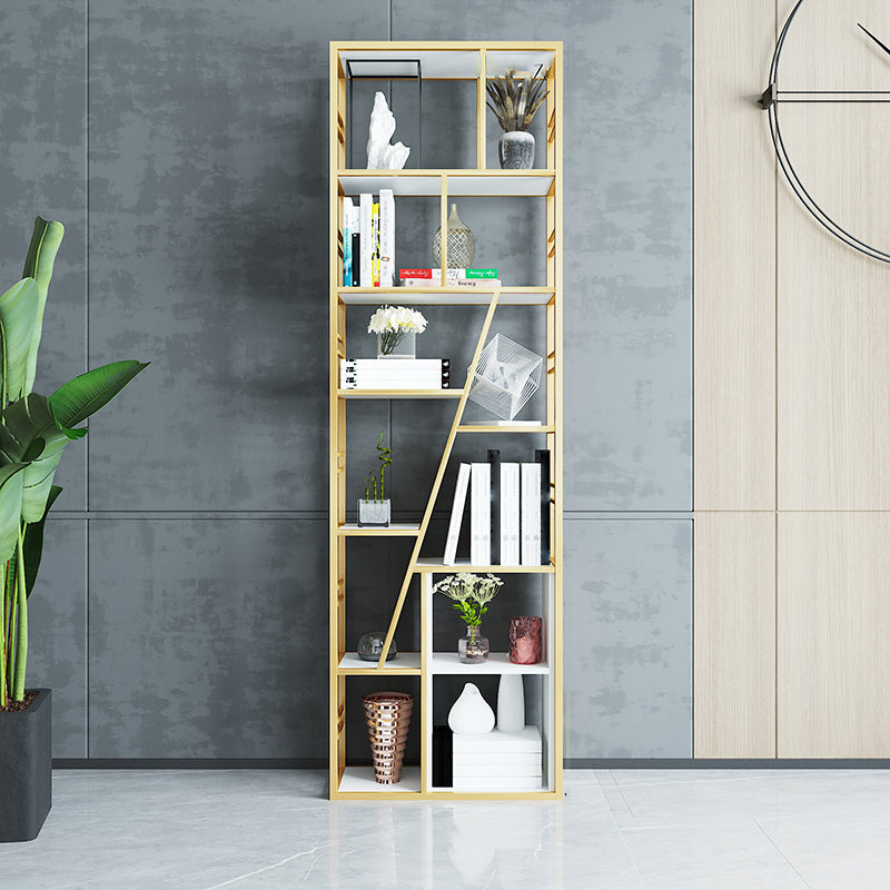 9.84"W 78.74"H Bookcase Industrial Style Open Back Bookcase for Study Room Home Office 23.6"L x 9.8"W x 78.7"H Gold Clearhalo 'Bookcases' 'furn' 'furn_bookcases' 'Furniture' 'furniture_bookcases' 'kitchen' 'kitchen_bookcases' 'Living Room Furniture' 'Office Furniture' 4822957