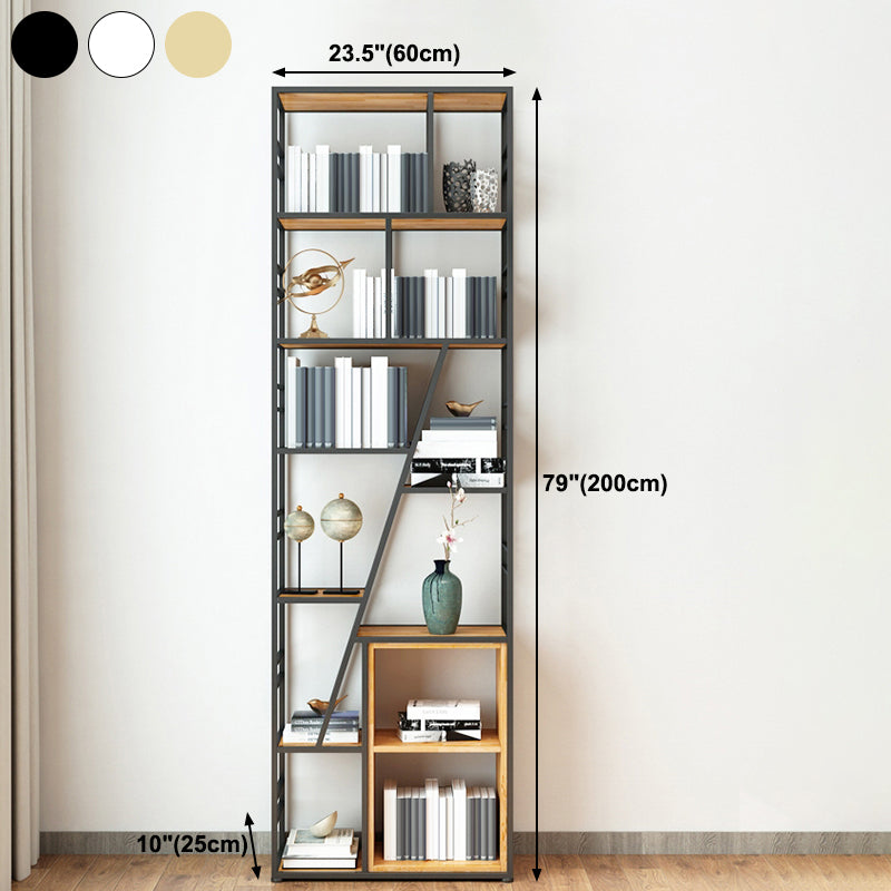 9.84"W 78.74"H Bookcase Industrial Style Open Back Bookcase for Study Room Home Office Clearhalo 'Bookcases' 'furn' 'furn_bookcases' 'Furniture' 'furniture_bookcases' 'kitchen' 'kitchen_bookcases' 'Living Room Furniture' 'Office Furniture' 4822961
