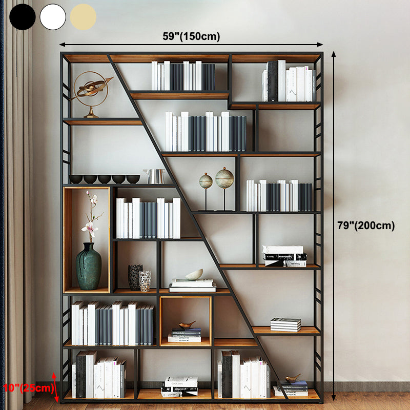 9.84"W 78.74"H Bookcase Industrial Style Open Back Bookcase for Study Room Home Office Clearhalo 'Bookcases' 'furn' 'furn_bookcases' 'Furniture' 'furniture_bookcases' 'kitchen' 'kitchen_bookcases' 'Living Room Furniture' 'Office Furniture' 4822964