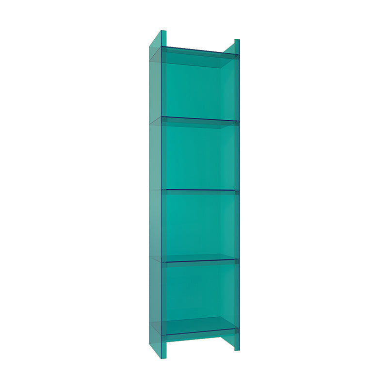 Closed Back Acrylic Standard Bookshelf Vertical Glam Bookshelf for Living Room 15.7"L x 9.8"W x 59.8"H Aqua Clearhalo 'Bookcases' 'furn' 'furn_bookcases' 'Furniture' 'furniture_bookcases' 'kitchen' 'kitchen_bookcases' 'Living Room Furniture' 'Office Furniture' 4822972